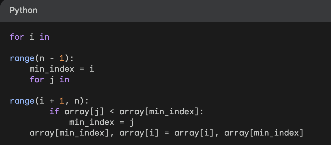 selection sort python 301