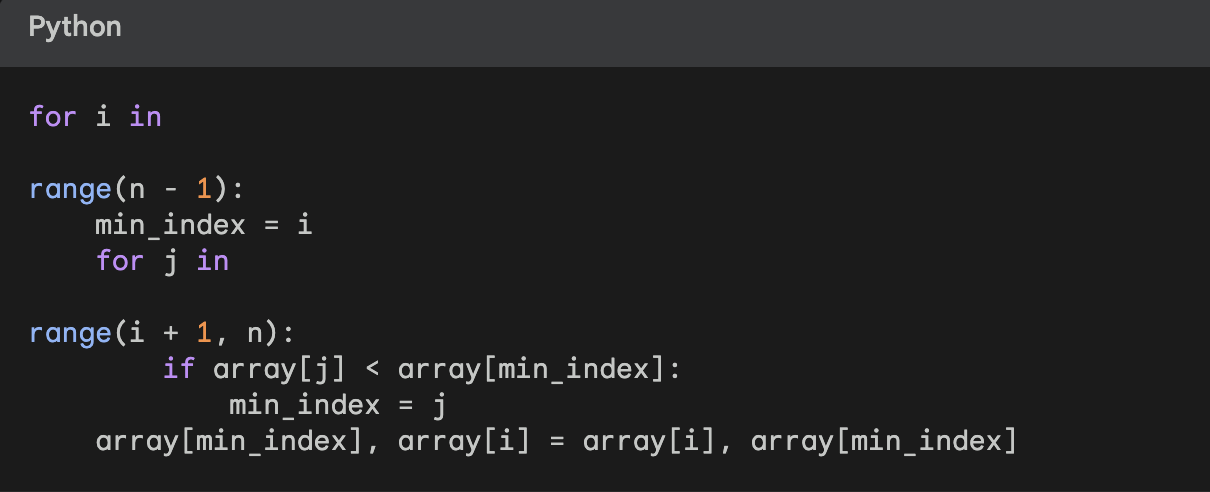 selection sort python 301